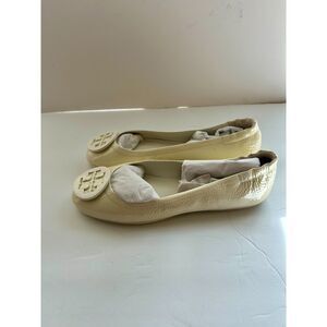 Tory Burch Minnie Travel Ballet with Logo - Soft Naplak, Ivory, Size 7
